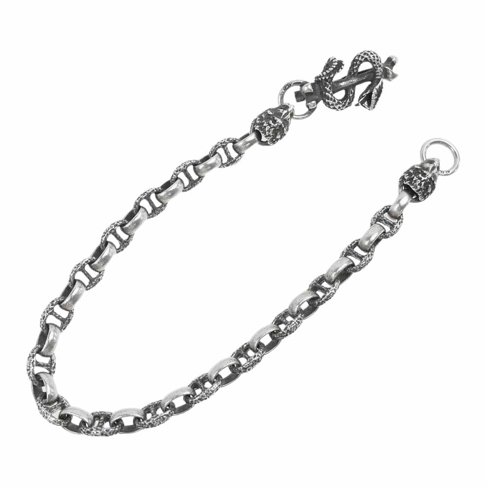 GABOR ガボール ギャランティ付属 スネークキーパー 2ライオン ヘッド アンカーリンク ウォレットチェーン シルバー系【中古】