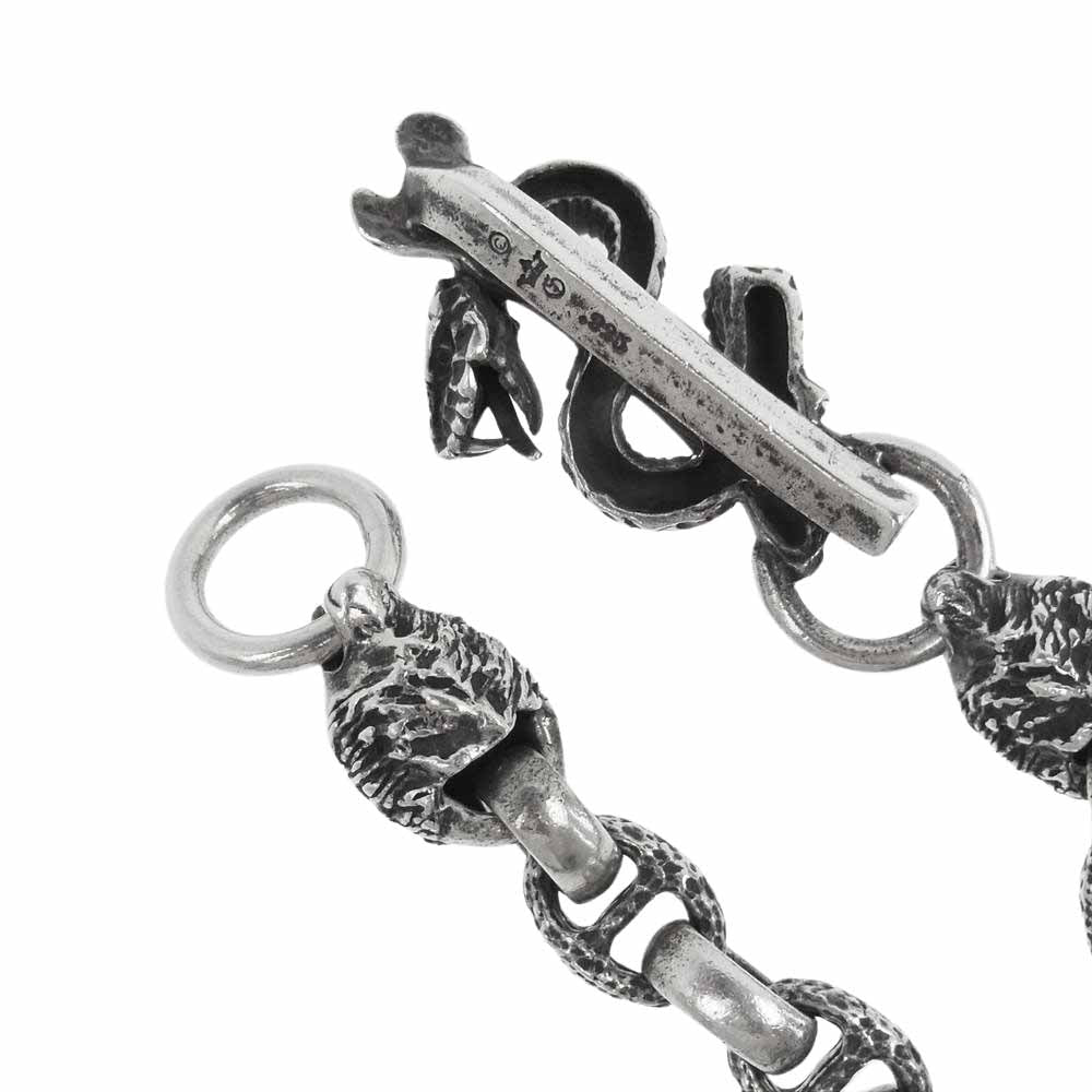 GABOR ガボール ギャランティ付属 スネークキーパー 2ライオン ヘッド アンカーリンク ウォレットチェーン シルバー系【中古】