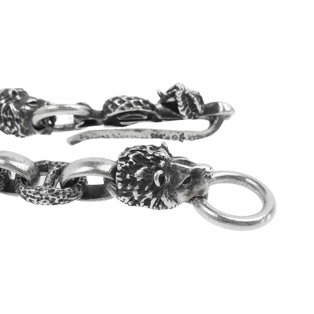 GABOR ガボール ギャランティ付属 スネークキーパー 2ライオン ヘッド アンカーリンク ウォレットチェーン シルバー系【中古】