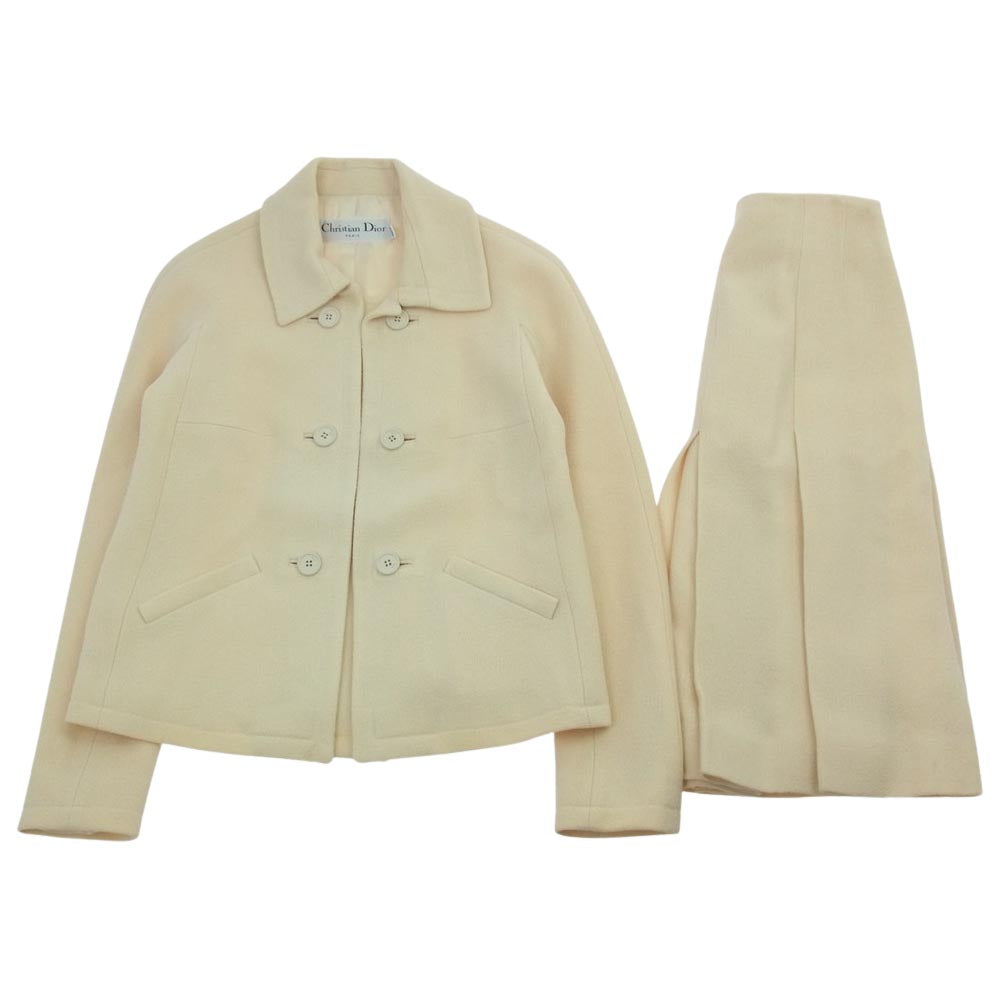 Christian Dior クリスチャンディオール 8H21215A1120　 裏地シルク ウール ジャケット スカート セットアップ ベージュ系 USA2【中古】