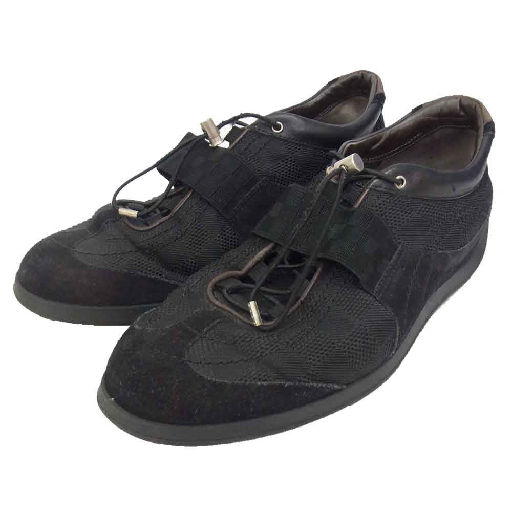 LOUIS VUITTON ルイ・ヴィトン ダミエ スエード切替 ローカット スニーカー ブラック系 8【中古】