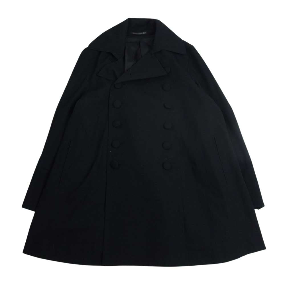 Yohji Yamamoto ヨウジヤマモト  ファム FQ-C01-107 包みボタン バックプリーツ フレア コート ダークネイビー系 1【中古】