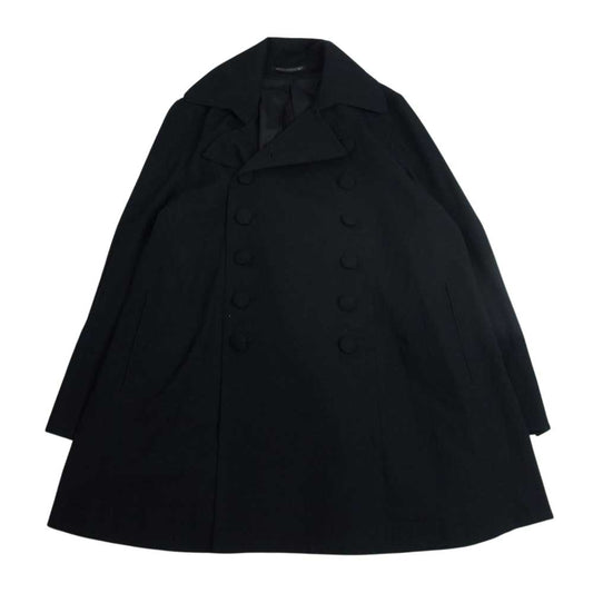 Yohji Yamamoto ヨウジヤマモト  ファム FQ-C01-107 包みボタン バックプリーツ フレア コート ダークネイビー系 1【中古】