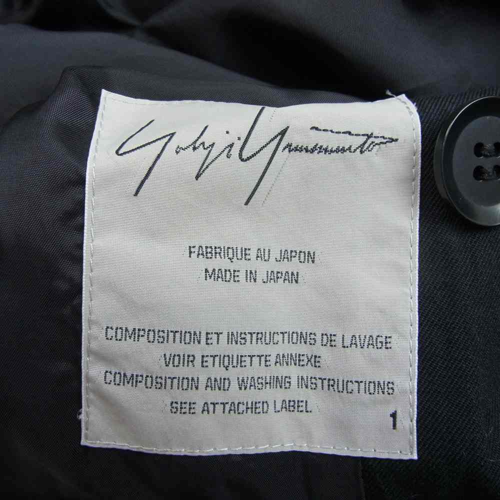 Yohji Yamamoto ヨウジヤマモト  ファム FQ-C01-107 包みボタン バックプリーツ フレア コート ダークネイビー系 1【中古】