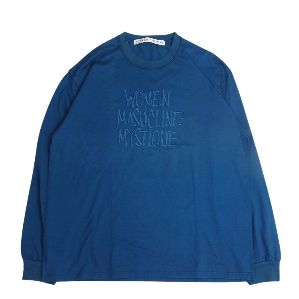 soe ソーイ メッセージ 刺繍 長袖 Tシャツ ブルー系 1【中古】
