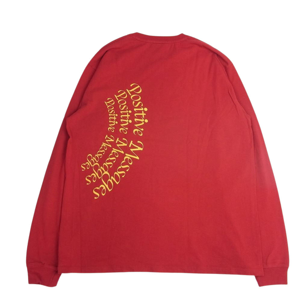 ポジティブメッセージ 国内正規品 Ladybird レディバード プリント 長袖 Tシャツ レッド系 M【中古】