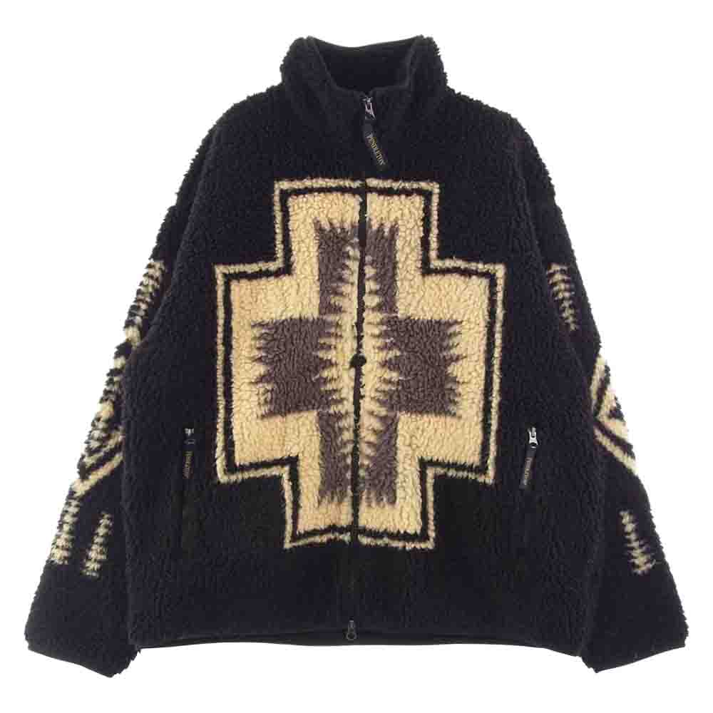 PENDLETON ペンドルトン Boa Zip Up Jacket ネイティブ柄 ボア ジップ ジャケット ブラック系 L【中古】