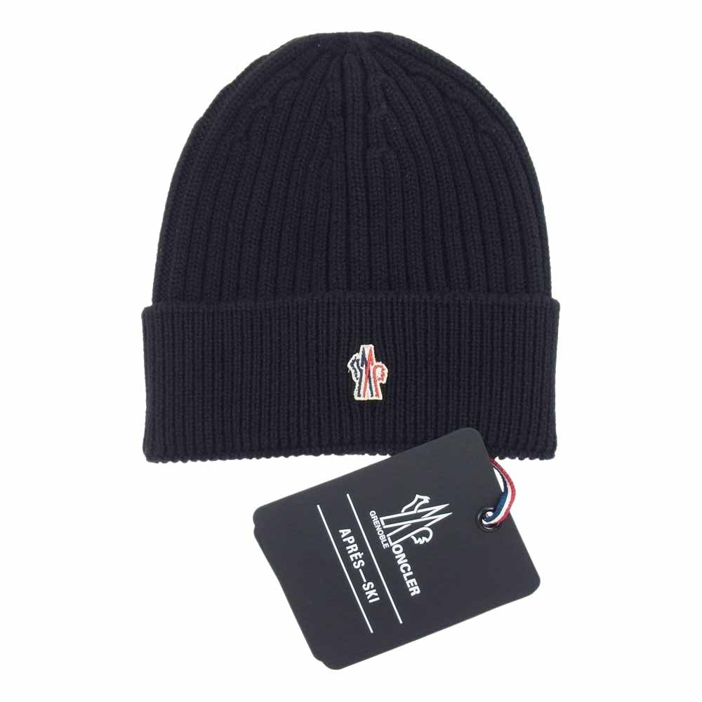 MONCLER モンクレール F20973B70000 04761 BERRETTO ロゴワッペン ニットキャップ ブラック系【極上美品】【中古】