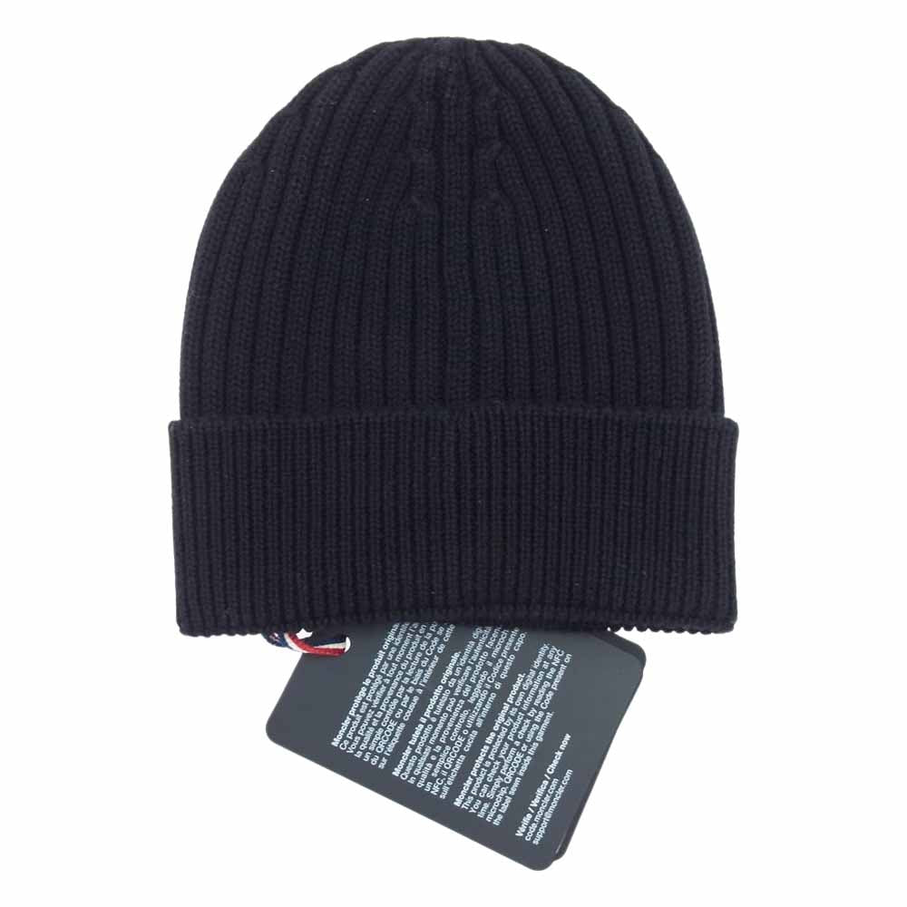 MONCLER モンクレール F20973B70000 04761 BERRETTO ロゴワッペン ニットキャップ ブラック系【極上美品】【中古】