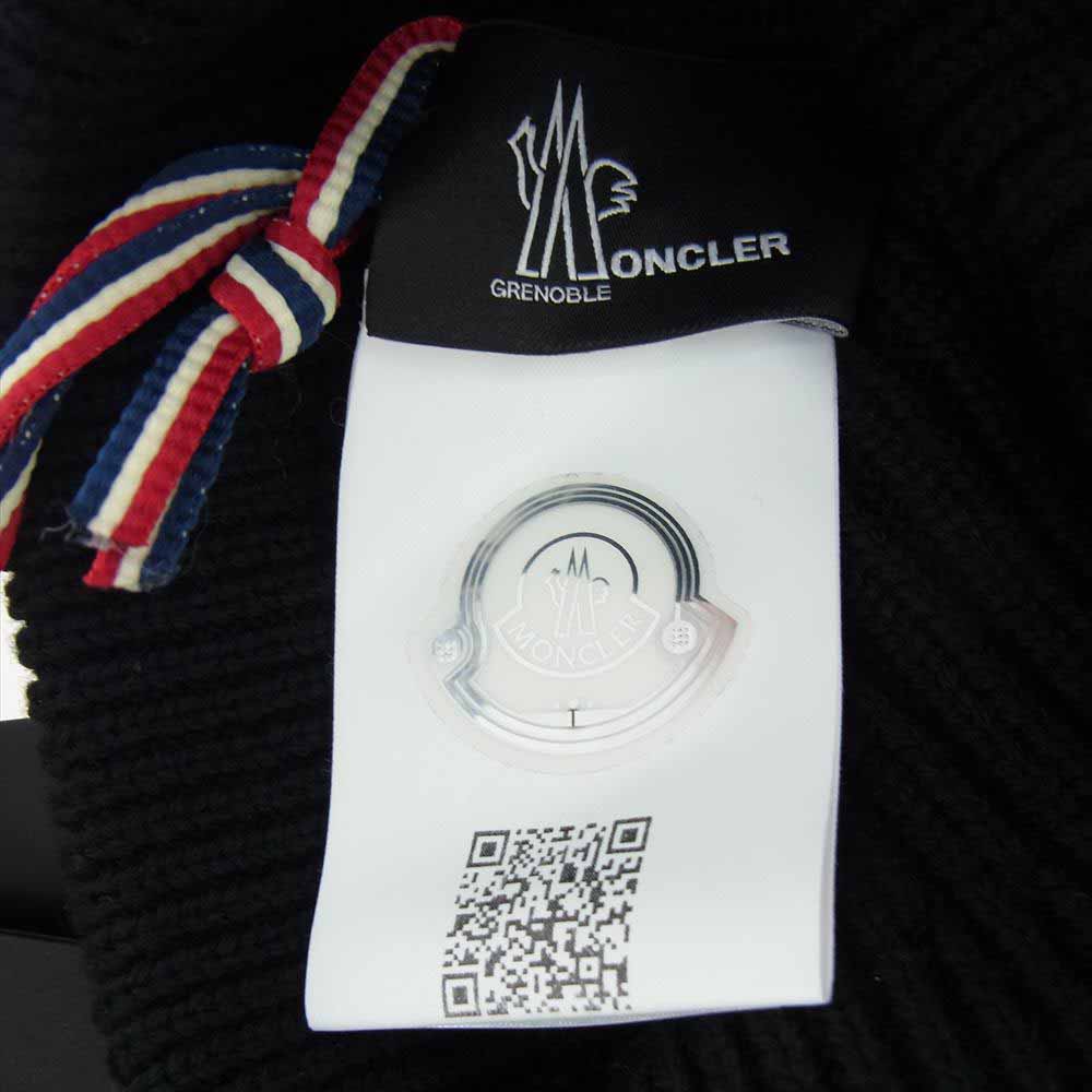 MONCLER モンクレール F20973B70000 04761 BERRETTO ロゴワッペン ニットキャップ ブラック系【極上美品】【中古】