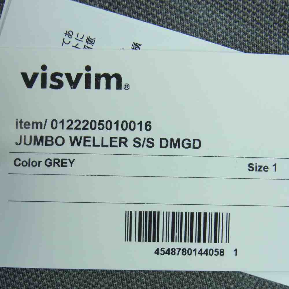 VISVIM ビズビム 22AW 0122205010016 JUMBO WELLER S/S DMGD ダメージ加工 ジャンボ ポロシャツ グレー系 1【極上美品】【中古】