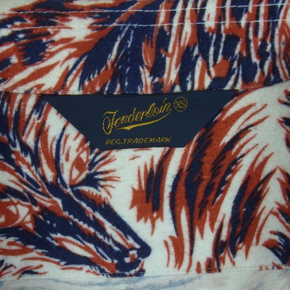 TENDERLOIN テンダーロイン T-PRINT FLANNEL SHT WOLF ウルフ柄 フランネル 長袖 シャツ レッド系 ブルー系 ホワイト系 XS【中古】