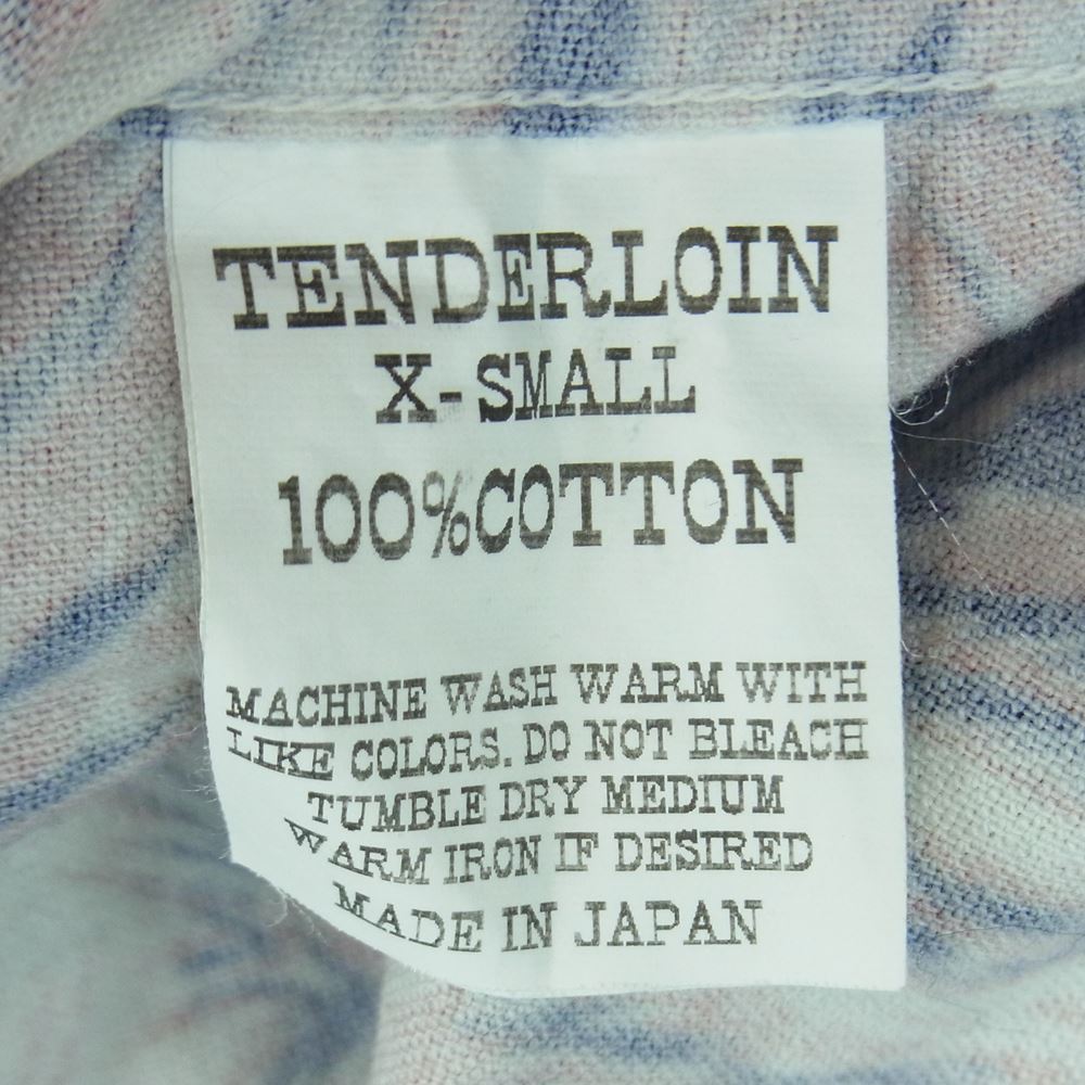 TENDERLOIN テンダーロイン T-PRINT FLANNEL SHT WOLF ウルフ柄 フランネル 長袖 シャツ レッド系 ブルー系 ホワイト系 XS【中古】