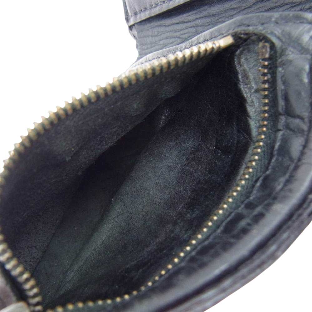 BILL WALL LEATHER ビルウォールレザー クロスコンチョ パテントレザー 二つ折り財布 ウォレット ブラック系【中古】