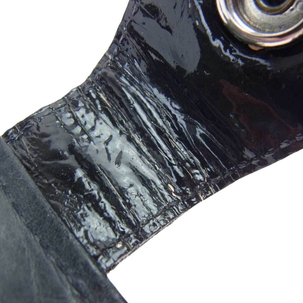 BILL WALL LEATHER ビルウォールレザー クロスコンチョ パテントレザー 二つ折り財布 ウォレット ブラック系【中古】