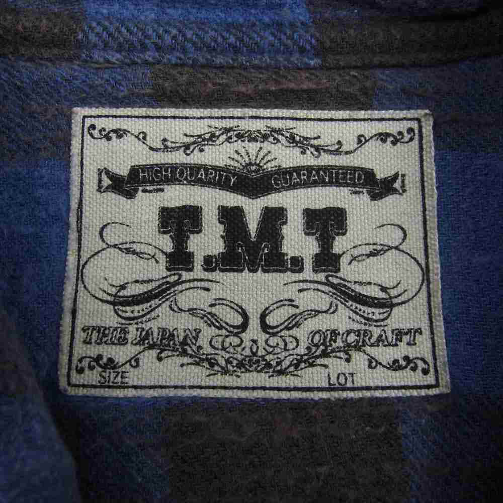 TMT ティーエムティー TSH-F1705 ウエスタン チェック 長袖 シャツ ブルー系 ブラウン系 M【中古】