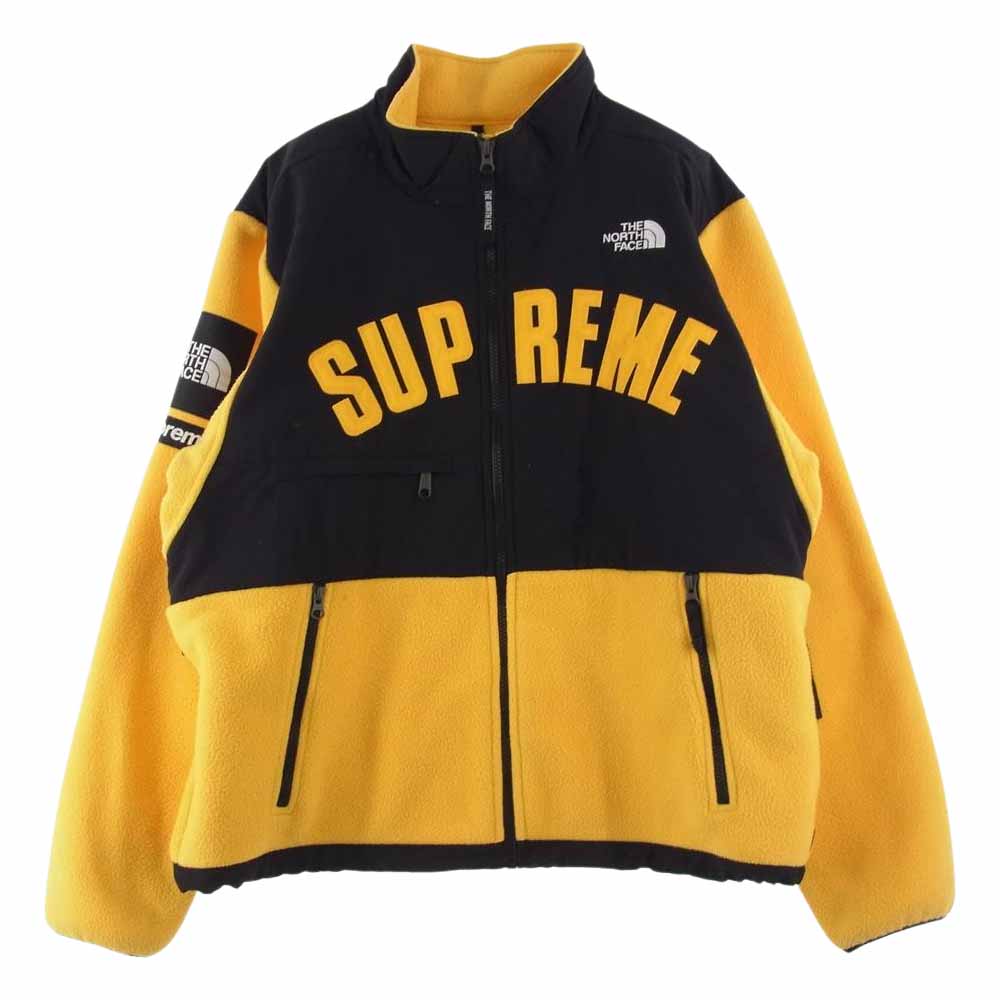 Supreme シュプリーム 19SS The North Face ノースフェイス Arc Logo Denali Fleece Jacket アーチロゴ デナリ フリース ジャケット イエロー系 ブラック系【中古】