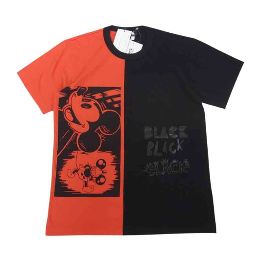 BLACK COMME des GARCONS ブラックコムデギャルソン AD2020 1E-T006 Disney ディズニー ミッキー プリント 2トーン Tシャツ ブラック系 レッド系 S【新古品】【未使用】【中古】