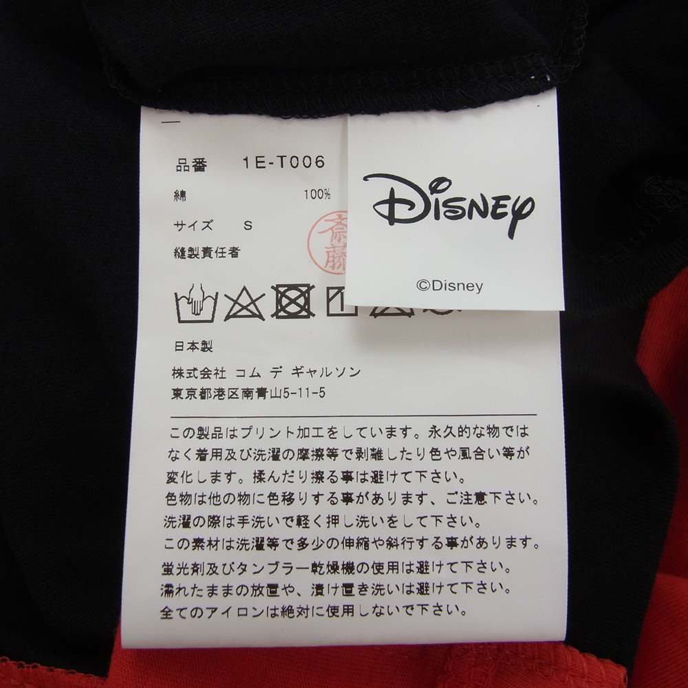 BLACK COMME des GARCONS ブラックコムデギャルソン AD2020 1E-T006 Disney ディズニー ミッキー プリント 2トーン Tシャツ ブラック系 レッド系 S【新古品】【未使用】【中古】