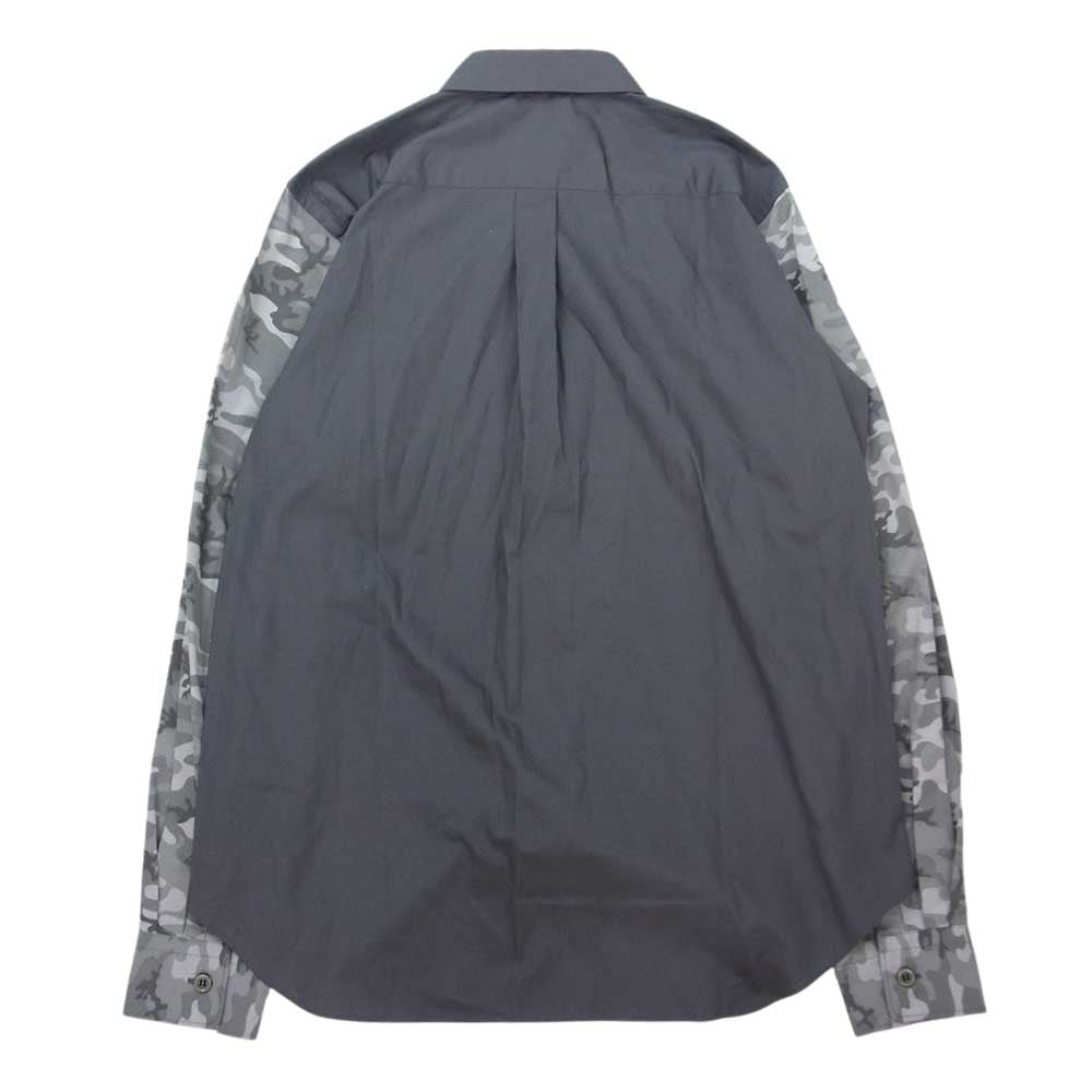 BLACK COMME des GARCONS ブラックコムデギャルソン AD2020 1E-B004 カモフラ柄 袖切替 長袖シャツ グレー系 S【新古品】【未使用】【中古】