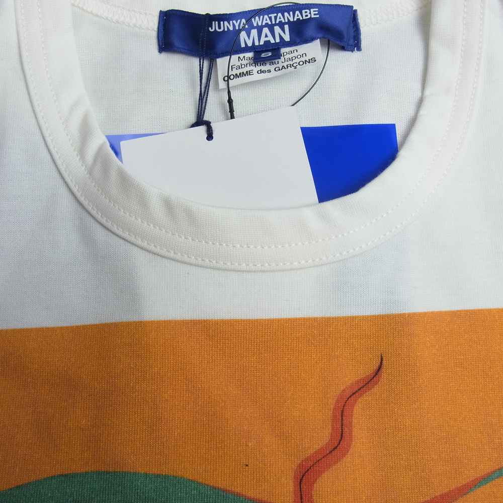 JUNYA WATANABE COMME des GARCONS MAN ジュンヤワタナベコムデギャルソンマン 22SS AD2021 WI-T015 アーティストプリント クルーネック 半袖 Tシャツ オフホワイト系 S【新古品】【未使用】【中古】