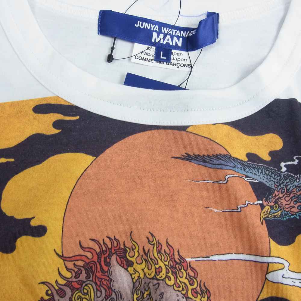 JUNYA WATANABE COMME des GARCONS MAN ジュンヤワタナベコムデギャルソンマン 22SS AD2021 WI-T007 アーティストプリント ツイスト 変形 デザイン Tシャツ ホワイト系 L【新古品】【未使用】【中古】