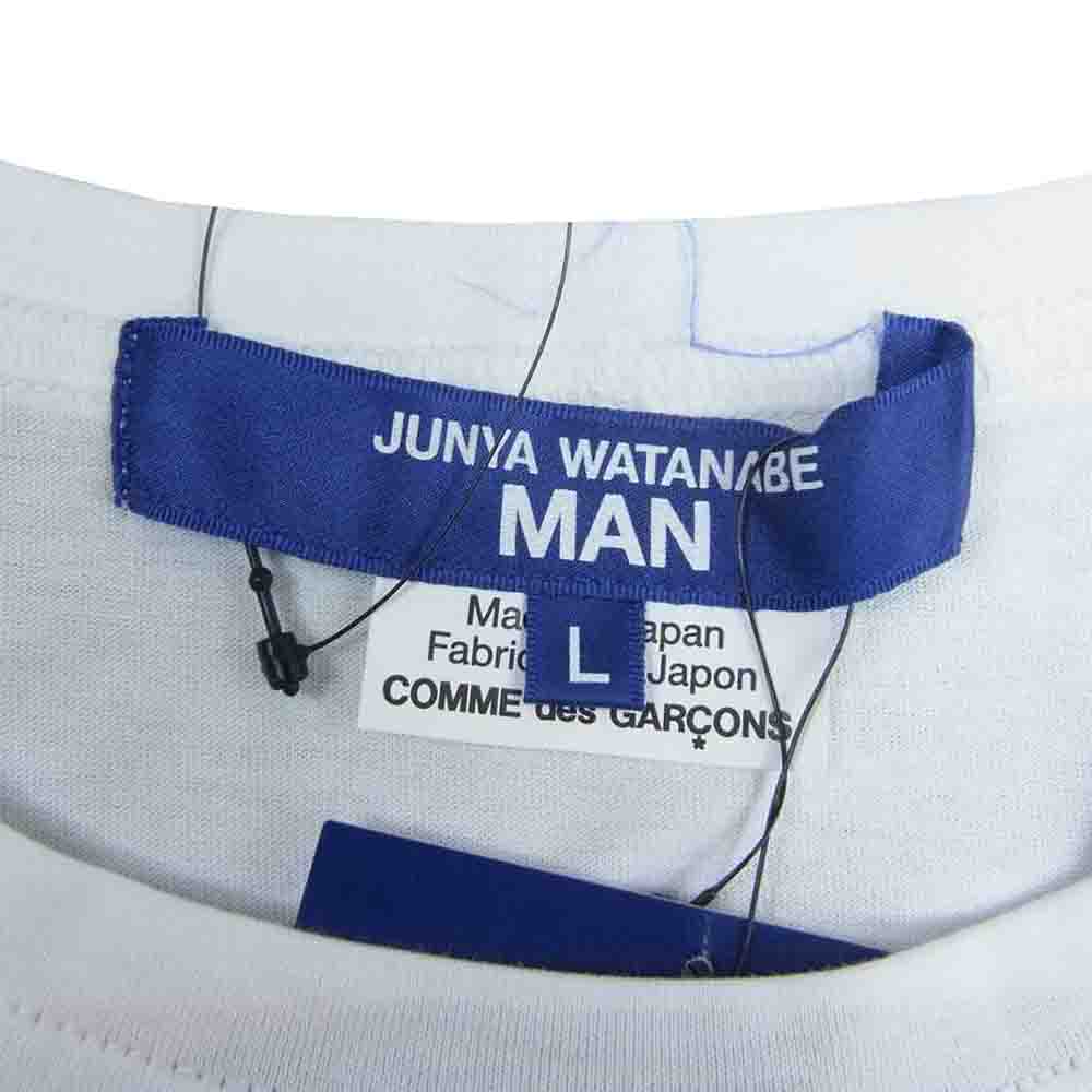 JUNYA WATANABE COMME des GARCONS MAN ジュンヤワタナベコムデギャルソンマン 22SS AD2021 WI-T007 アーティストプリント ツイスト 変形 デザイン Tシャツ ホワイト系 L【新古品】【未使用】【中古】