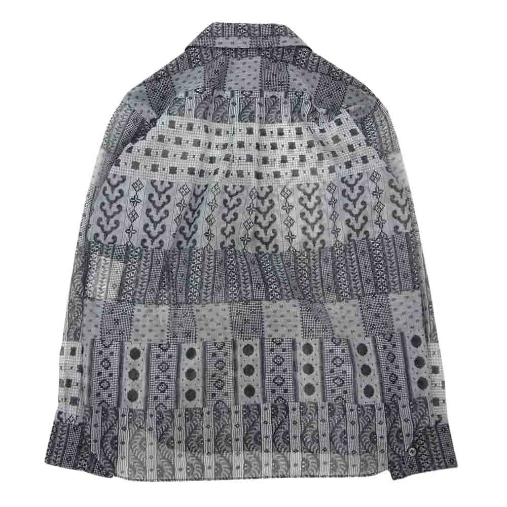 tao COMME des GARCONS タオ コムデギャルソン 22SS AD2021 TI-B017 丸襟 総柄 プリント シースルー シアー 長袖 シャツ ブラック系 M【新古品】【未使用】【中古】