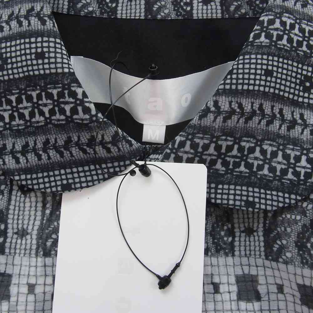 tao COMME des GARCONS タオ コムデギャルソン 22SS AD2021 TI-B017 丸襟 総柄 プリント シースルー シアー 長袖 シャツ ブラック系 M【新古品】【未使用】【中古】