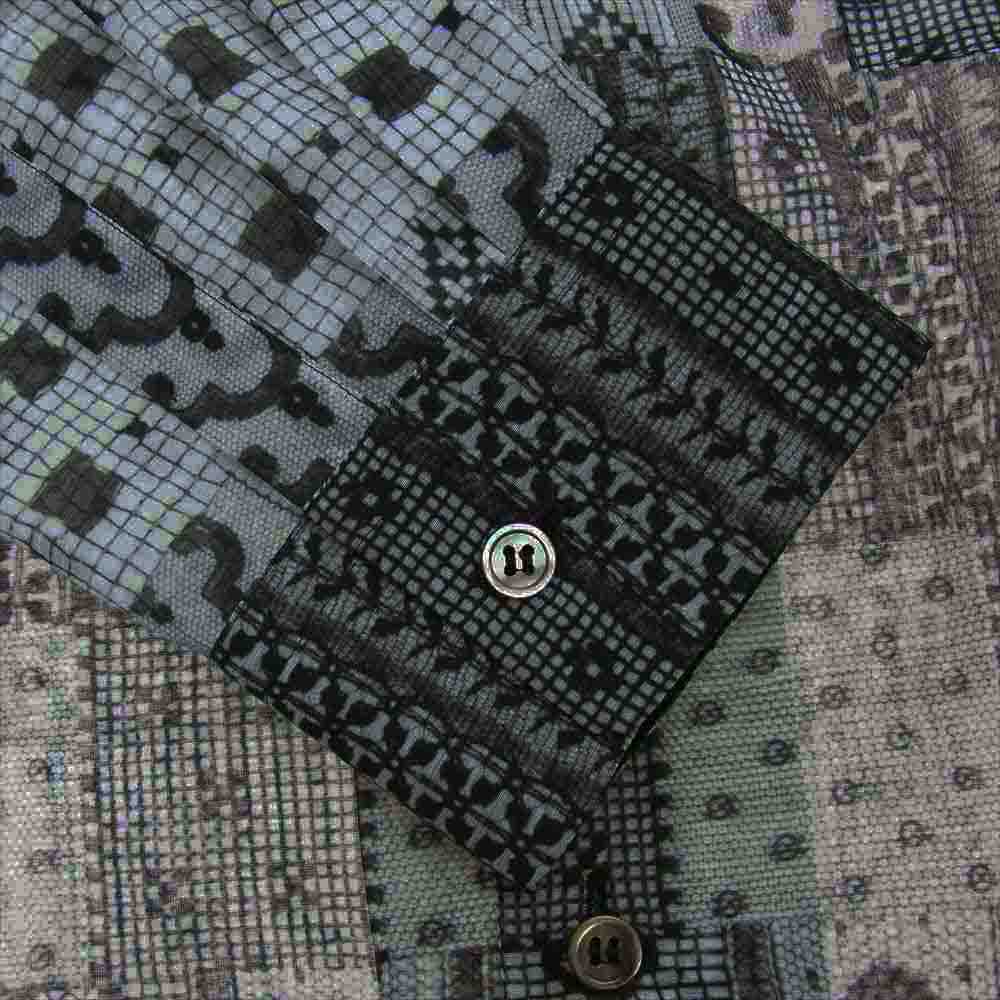 tao COMME des GARCONS タオ コムデギャルソン 22SS AD2021 TI-B017 丸襟 総柄 プリント シースルー シアー 長袖 シャツ ブラック系 M【新古品】【未使用】【中古】