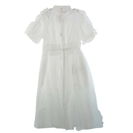 COMME des GARCONS コムデギャルソン noir Kei ninomiya ノワールケイニノミヤ 22SS 3I-O013 チュール付き シャツ ワンピース ホワイト系 S【新古品】【未使用】【中古】