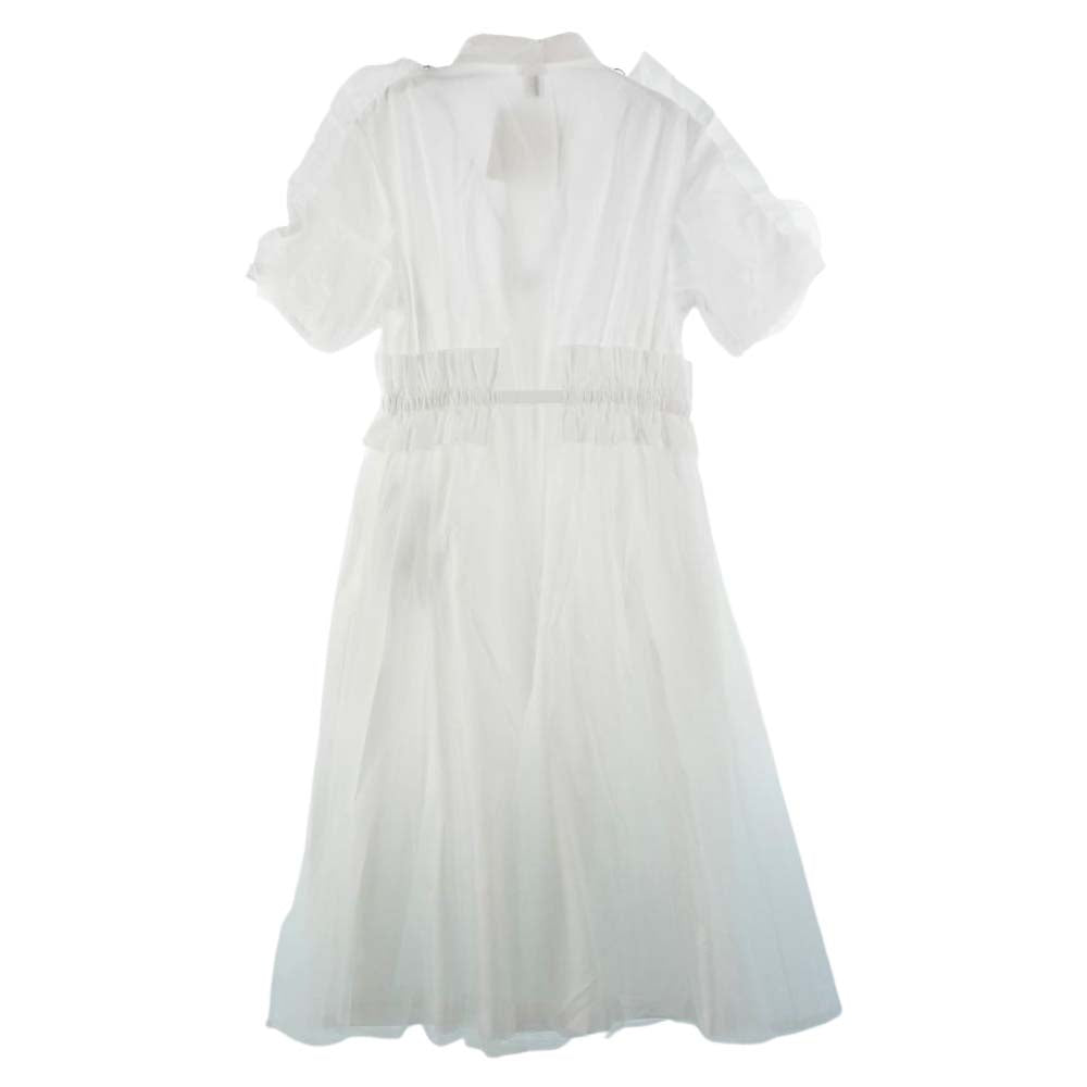 COMME des GARCONS コムデギャルソン noir Kei ninomiya ノワールケイニノミヤ 22SS 3I-O013 チュール付き シャツ ワンピース ホワイト系 S【新古品】【未使用】【中古】