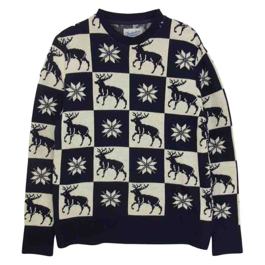 TENDERLOIN テンダーロイン T-SWEATER D チェック ノルディック セーター ネイビー系【中古】