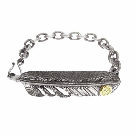 WINGROCK ウィングロック FEATHER BRACELET 金メタル付き フェザー ブレスレット シルバー系【中古】