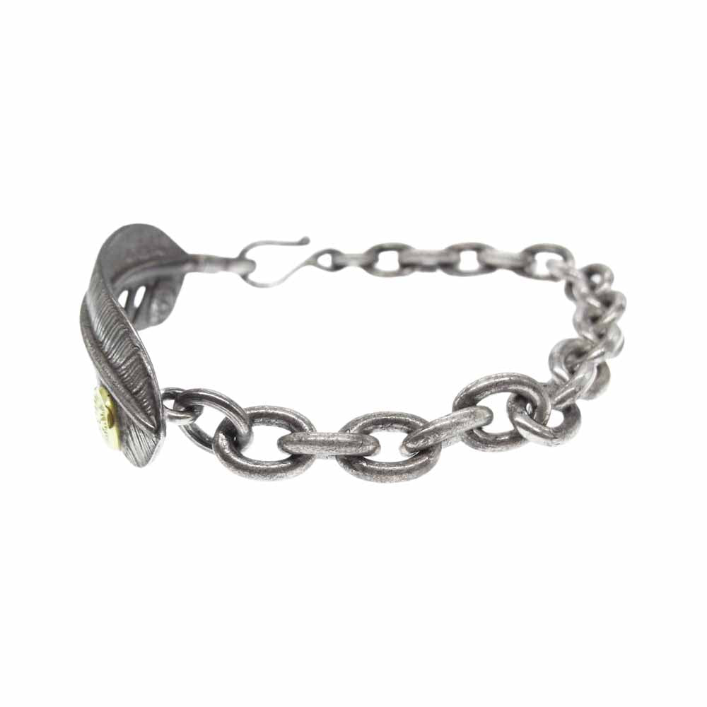 WINGROCK ウィングロック FEATHER BRACELET 金メタル付き フェザー ブレスレット シルバー系【中古】