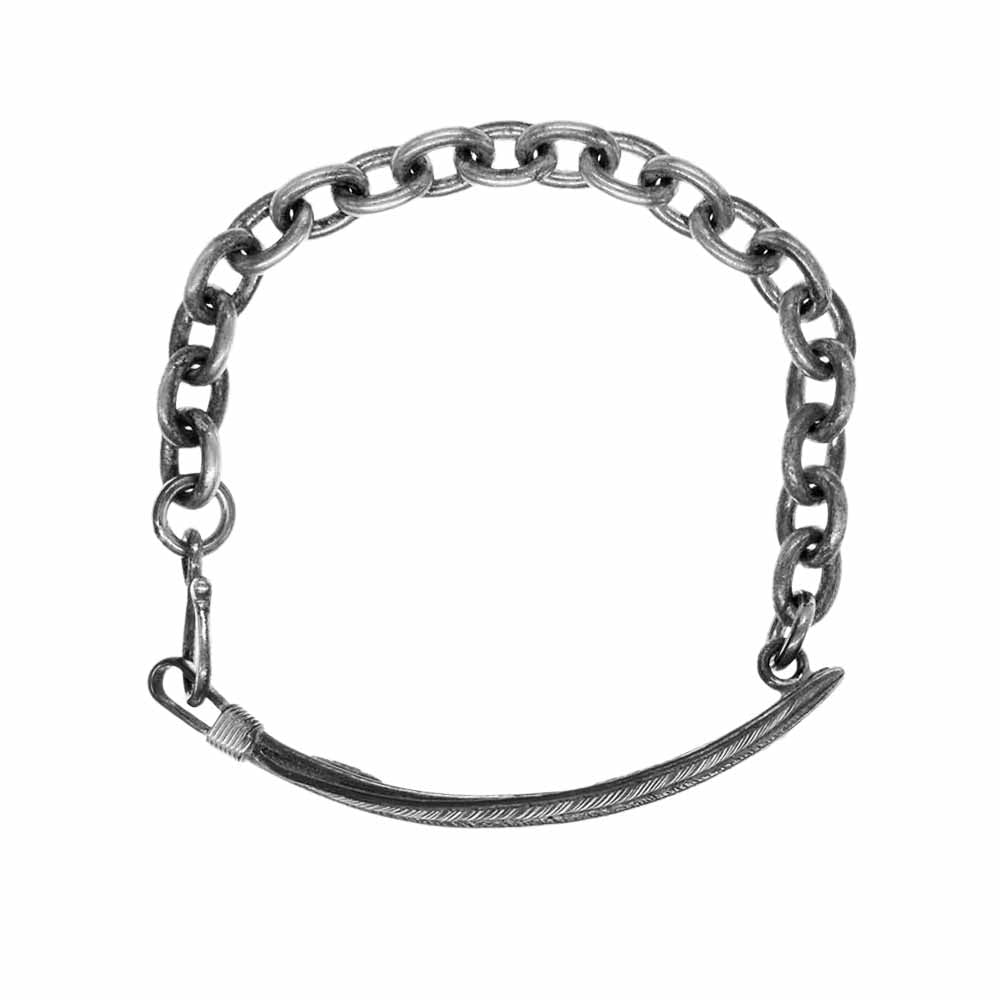 WINGROCK ウィングロック FEATHER BRACELET 金メタル付き フェザー ブレスレット シルバー系【中古】
