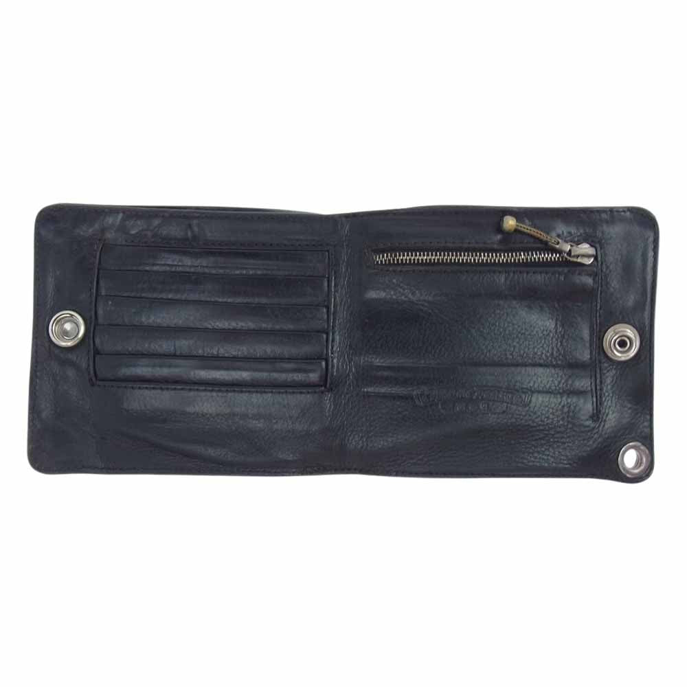 CHROME HEARTS クロムハーツ（原本無） 1SNAP 1スナップ クロスボールボタン レザー ウォレット ブラック系【中古】