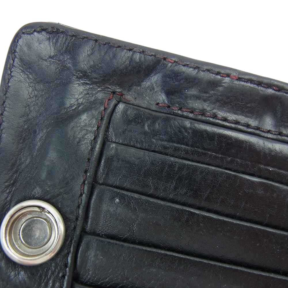 CHROME HEARTS クロムハーツ（原本無） 1SNAP 1スナップ クロスボールボタン レザー ウォレット ブラック系【中古】