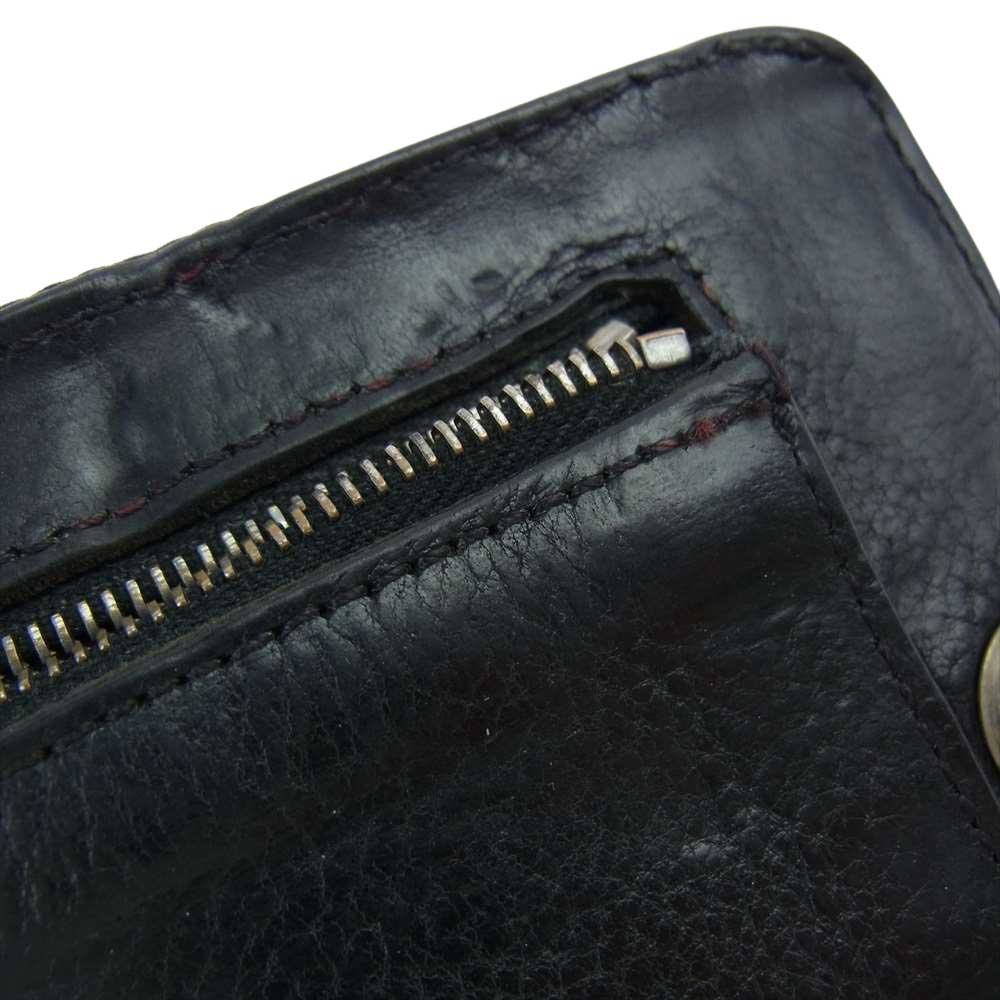 CHROME HEARTS クロムハーツ（原本無） 1SNAP 1スナップ クロスボールボタン レザー ウォレット ブラック系【中古】