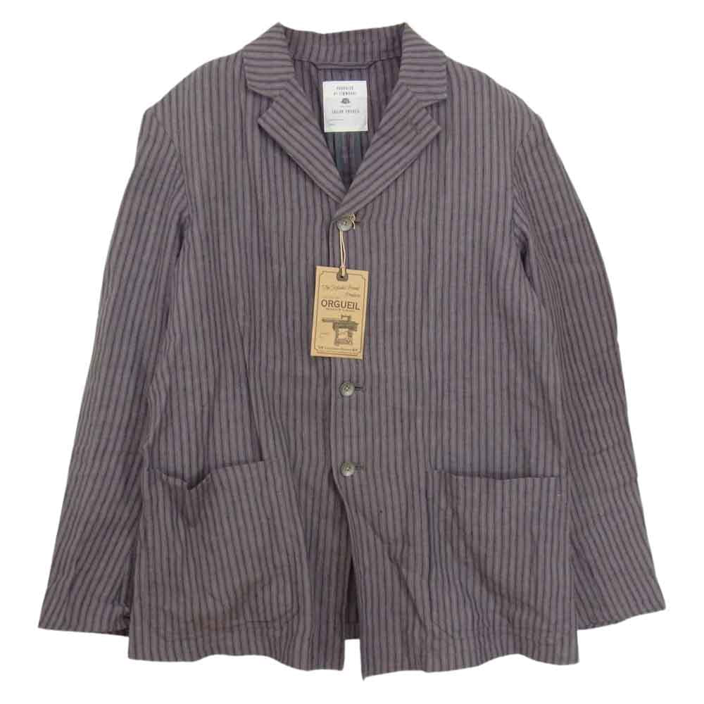ORGUEIL オルゲイユ OR-4199A  Prisoner Jacket Grey プリズナー ストライプ ジャケット パープル系 36【美品】【中古】