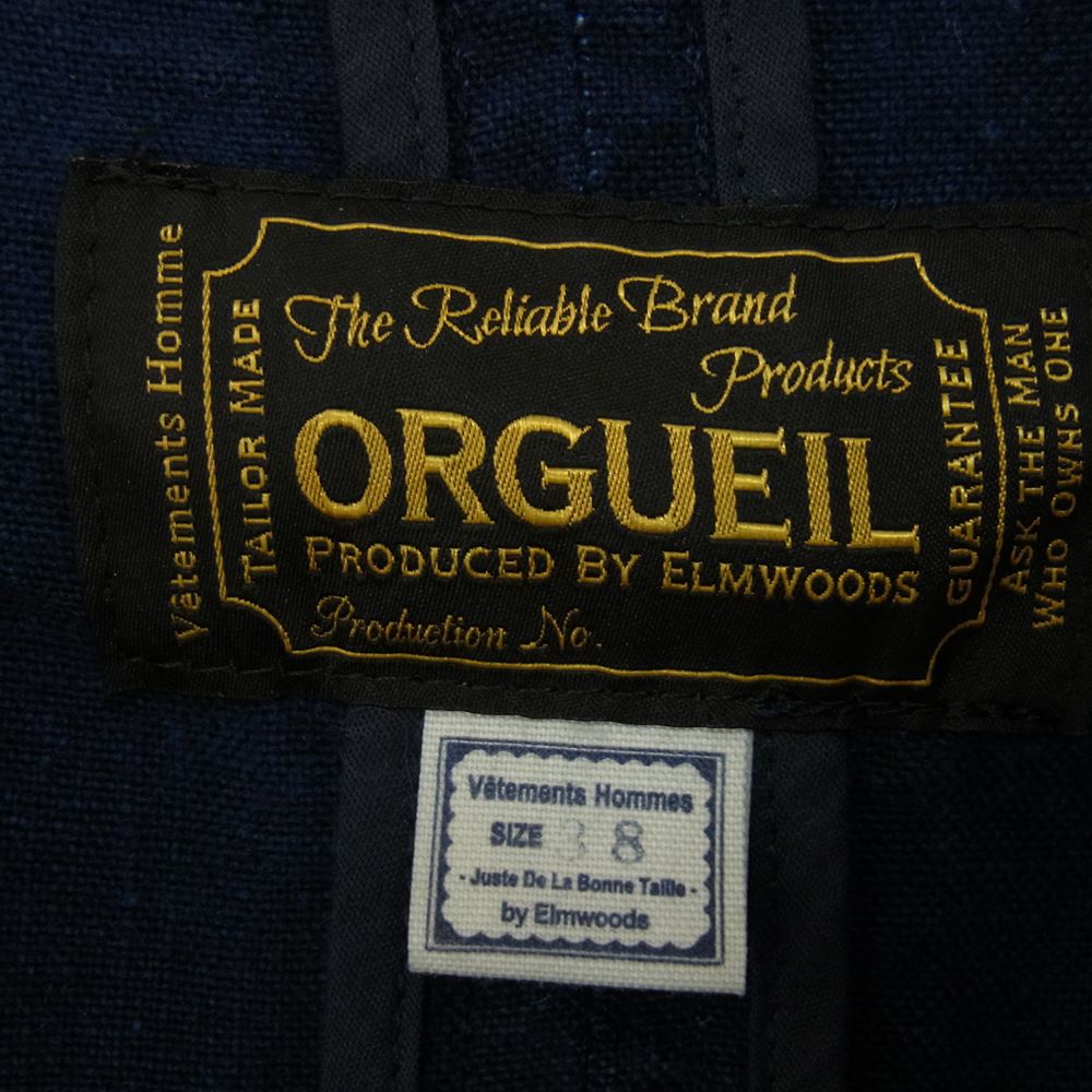 ORGUEIL オルゲイユ OR-4227B Indigo Linen Sack Jacket インディゴリネン サック ジャケット ダークネイビー系 38【美品】【中古】