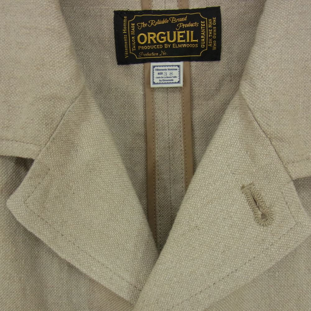 ORGUEIL オルゲイユ OR-4227A Linen Sack Jacket Beige リネン サック ベージュ ジャケット ベージュ系 38【美品】【中古】