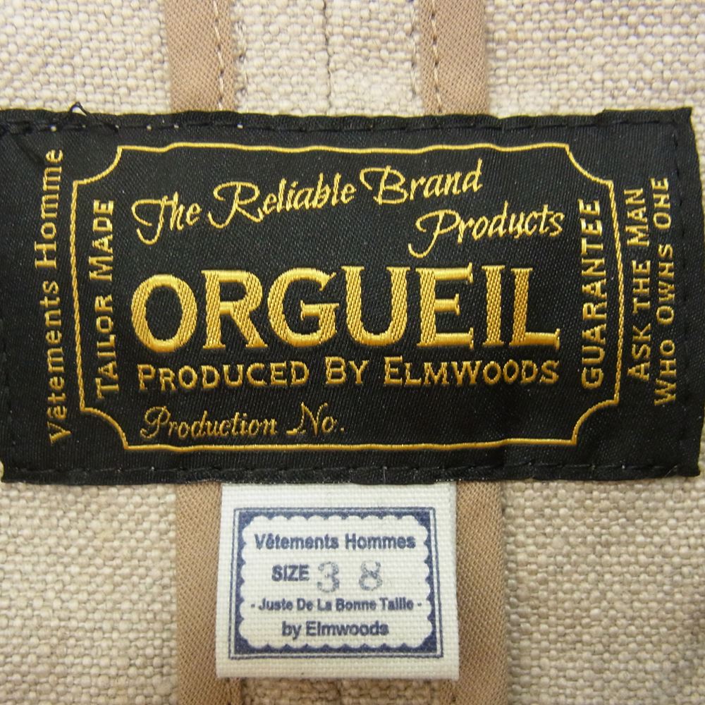 ORGUEIL オルゲイユ OR-4227A Linen Sack Jacket Beige リネン サック ベージュ ジャケット ベージュ系 38【美品】【中古】