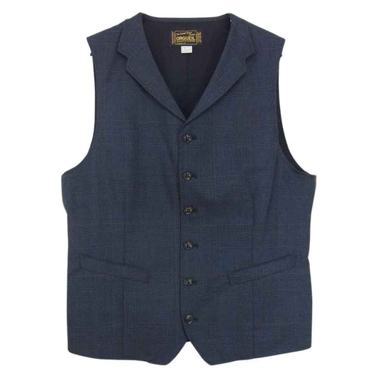 ORGUEIL オルゲイユ OR-4107B Glen Check Gilet グレンチェック ベスト ネイビー系 40【美品】【中古】