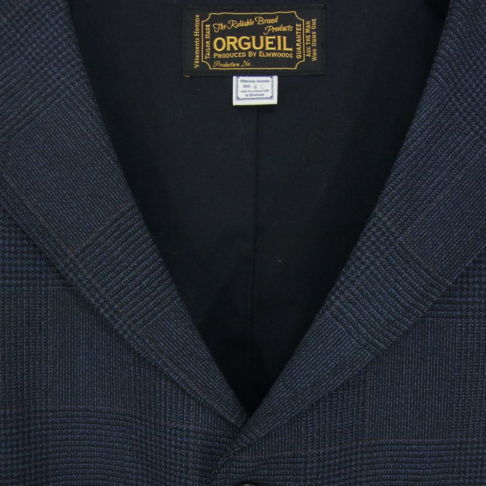 ORGUEIL オルゲイユ OR-4107B Glen Check Gilet グレンチェック ベスト ネイビー系 40【美品】【中古】