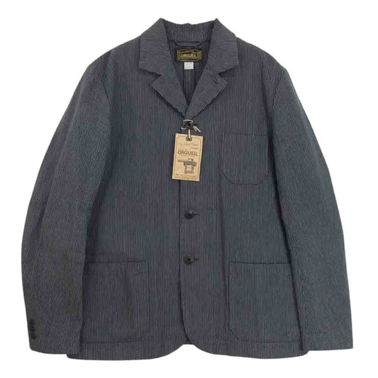 ORGUEIL オルゲイユ OR-4198A Stripe Sack Jacket ヒッコリーストライプ サック ジャケット ネイビー系 38【美品】【中古】