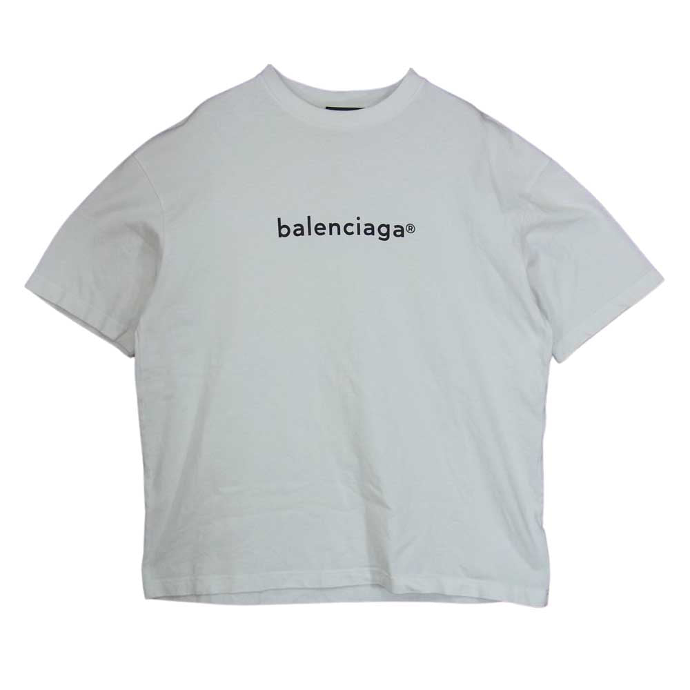 BALENCIAGA バレンシアガ 21SS 612966 クルーネック ロゴ プリント Tシャツ ホワイト系 XS【中古】