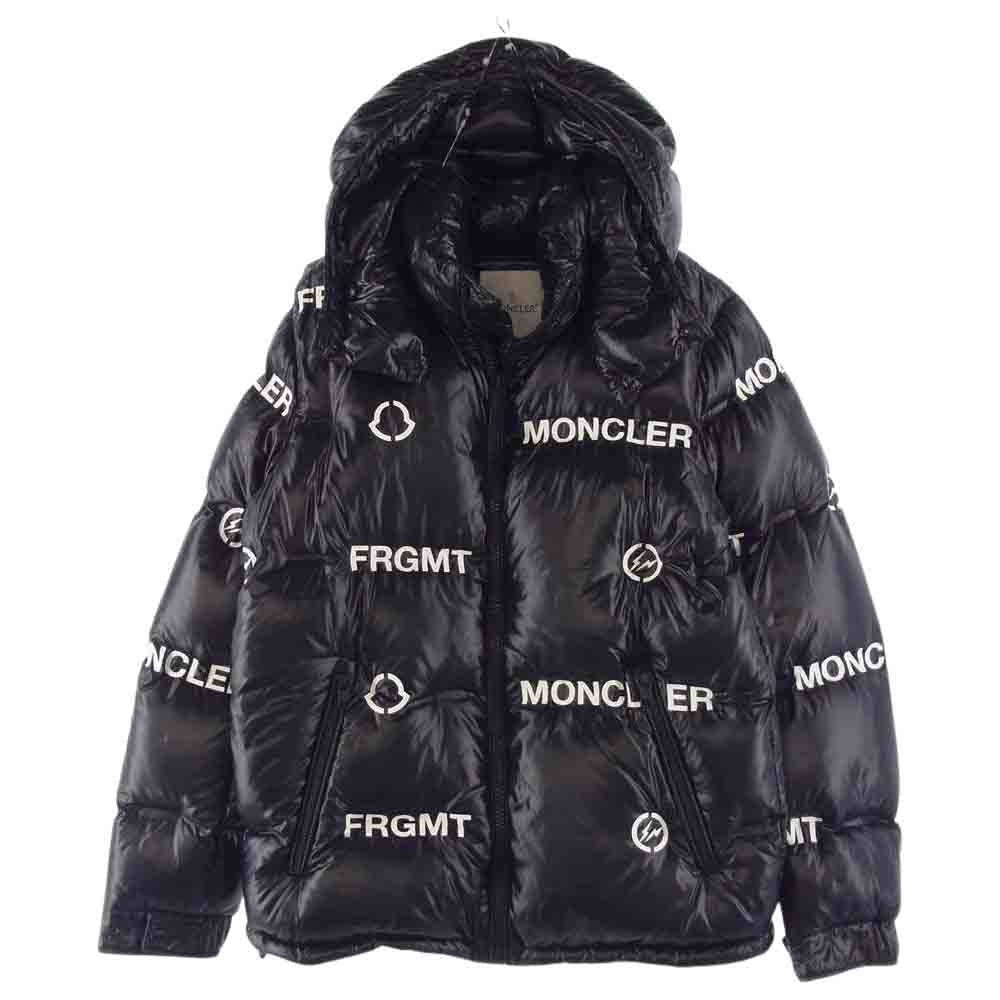 MONCLER モンクレール GENIUS ジーニアス FRAGMENT DESIGN フラグメントデザイン MAYCONNE ロゴ総柄ダウンジャケット ブラック系 1【中古】