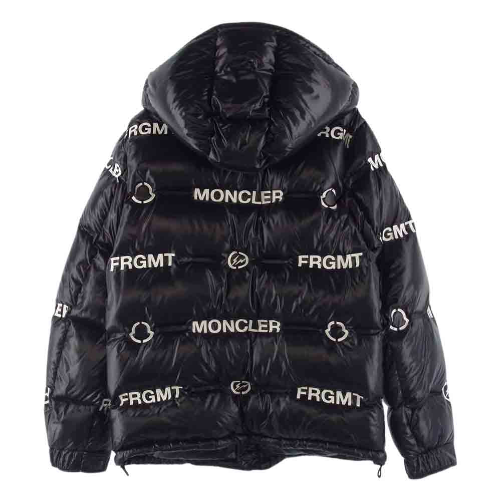 MONCLER モンクレール GENIUS ジーニアス FRAGMENT DESIGN フラグメントデザイン MAYCONNE ロゴ総柄ダウンジャケット ブラック系 1【中古】