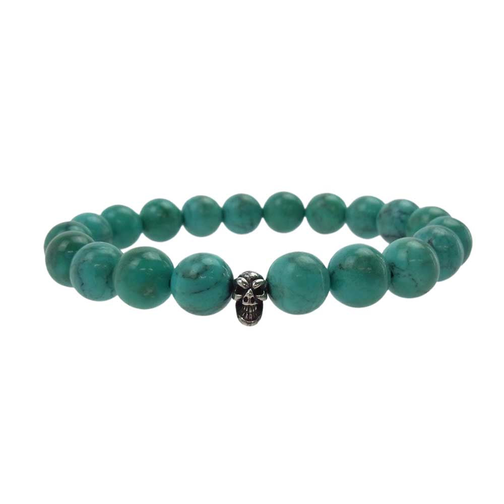 BILL WALL LEATHER ビルウォールレザー SB-C080 ギャランティ付属 STONE BRACELET スカルビーズ ターコイズ ブレスレット ターコイズブルー系【中古】